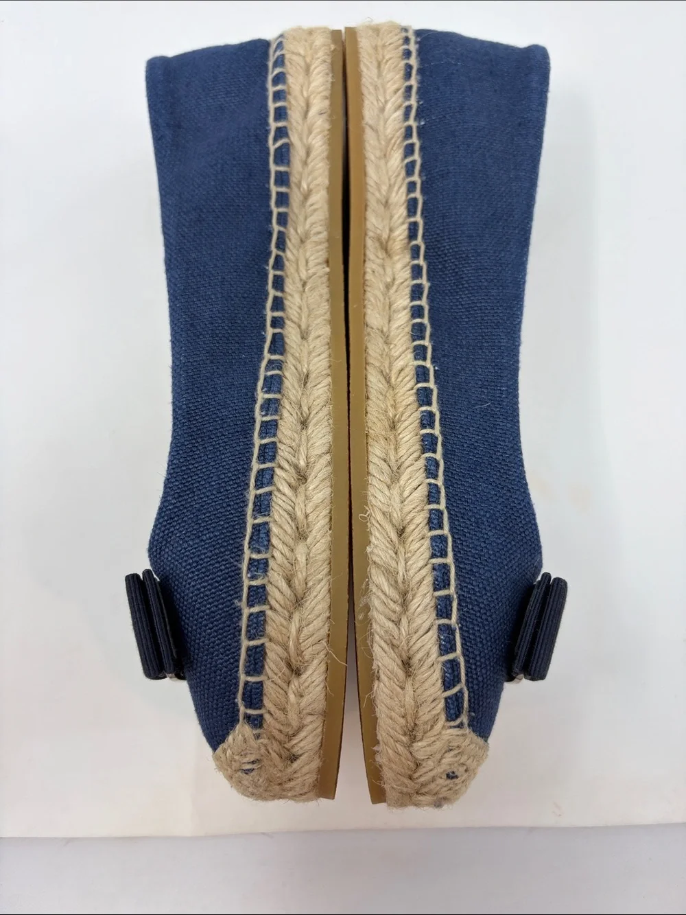 Salvadore Ferragamo Navy Canvas Espadrille Flats with Bow Accent Size 8